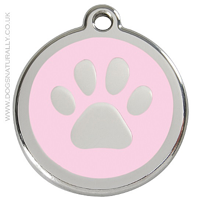 Pink Paw Print Dog ID Tags (3x sizes)